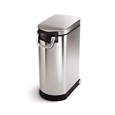 simplehuman 35 Liter, 40 lb / 18.1 kg X-Large Pet Food Storage Can, Brushed Stainless Steel