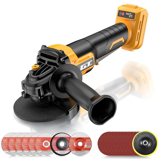 GOTUU Cordless Angle Grinder for DEWALT 20V MAX Battery, 4-1/2" Power Brushless Cut Off Tool with Safe Paddle Switch, 3 Variable Speed, with Cutting Grinding Polishing Accessories, Tool Only
