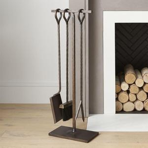 Antiqued Brass Fireplace Tool Set