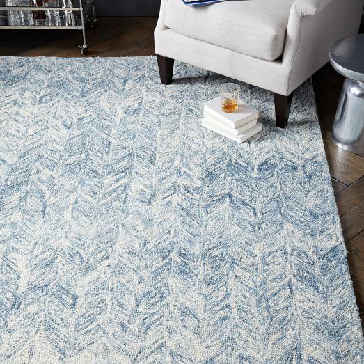 West Elm Vines Wool Rug - Blue Lagoon 9 x 12’