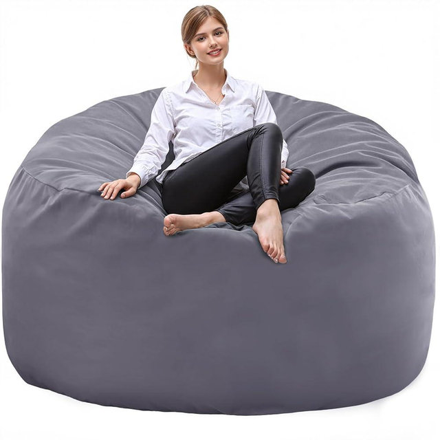 DUMOS 4FT Bean Bag Chair Beanbag for Adults and Kids Oversized Lazy Sofa Living Room Furniture with Removable Washable Cover Giant Comfy Gaming Chair Round Couch for Bedroom Dorm