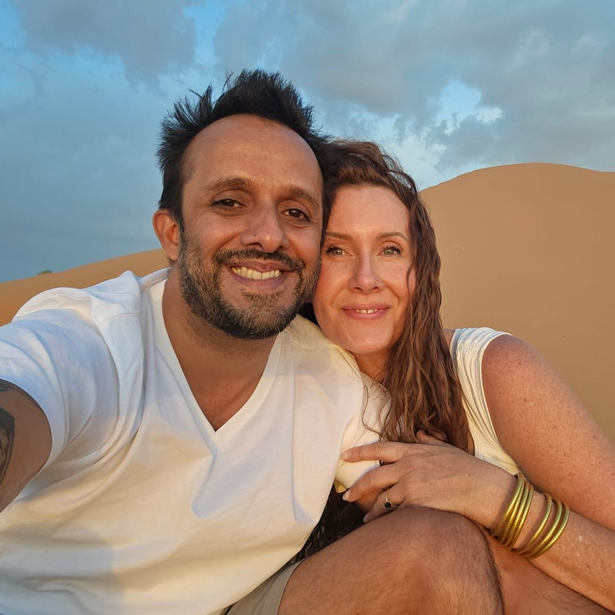 Sahara Sunset on our first trip outside of India together.