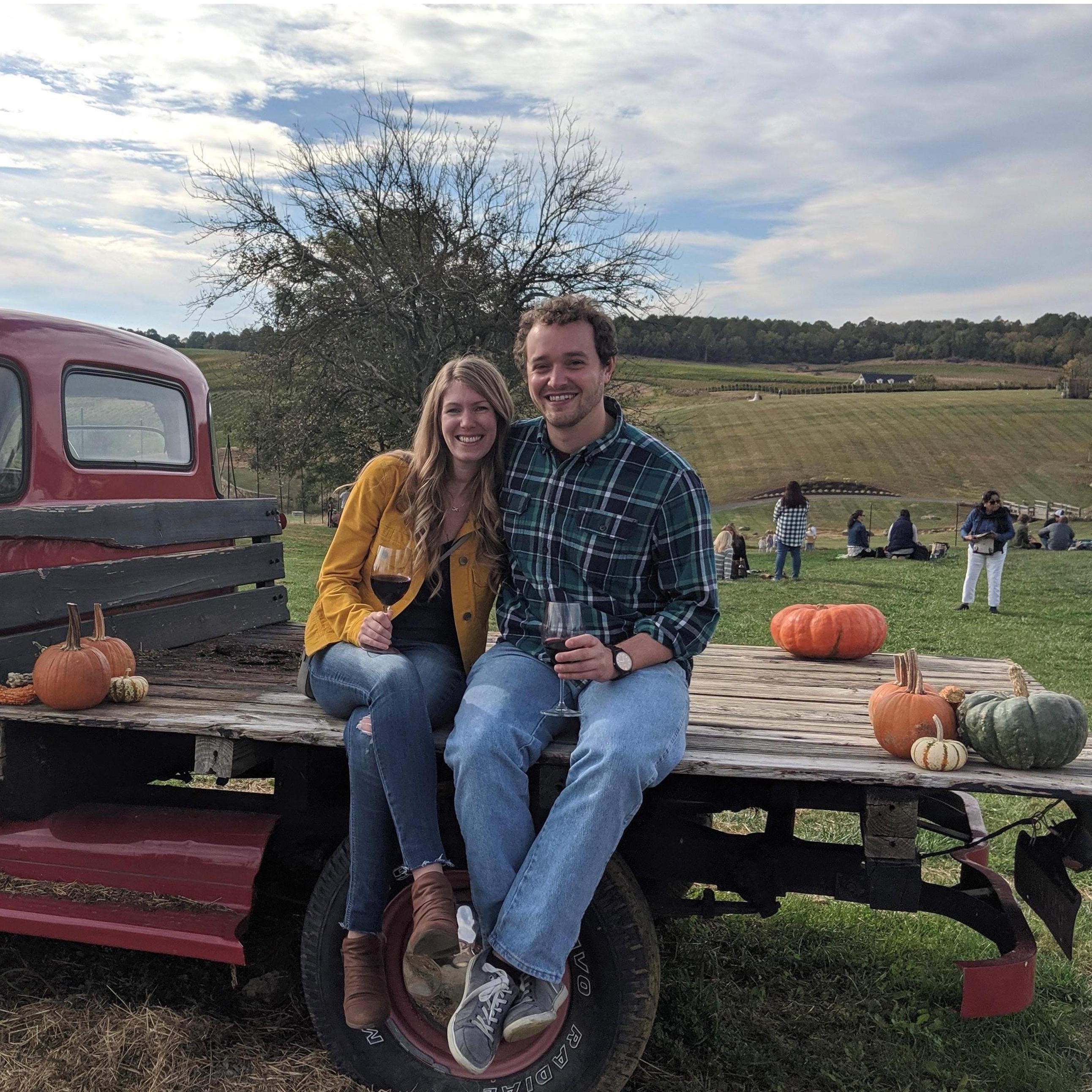 One of Lizzie’s favorite Fall activities is dragging Wes out to wineries when he’d rather stay at home watching football ;-)