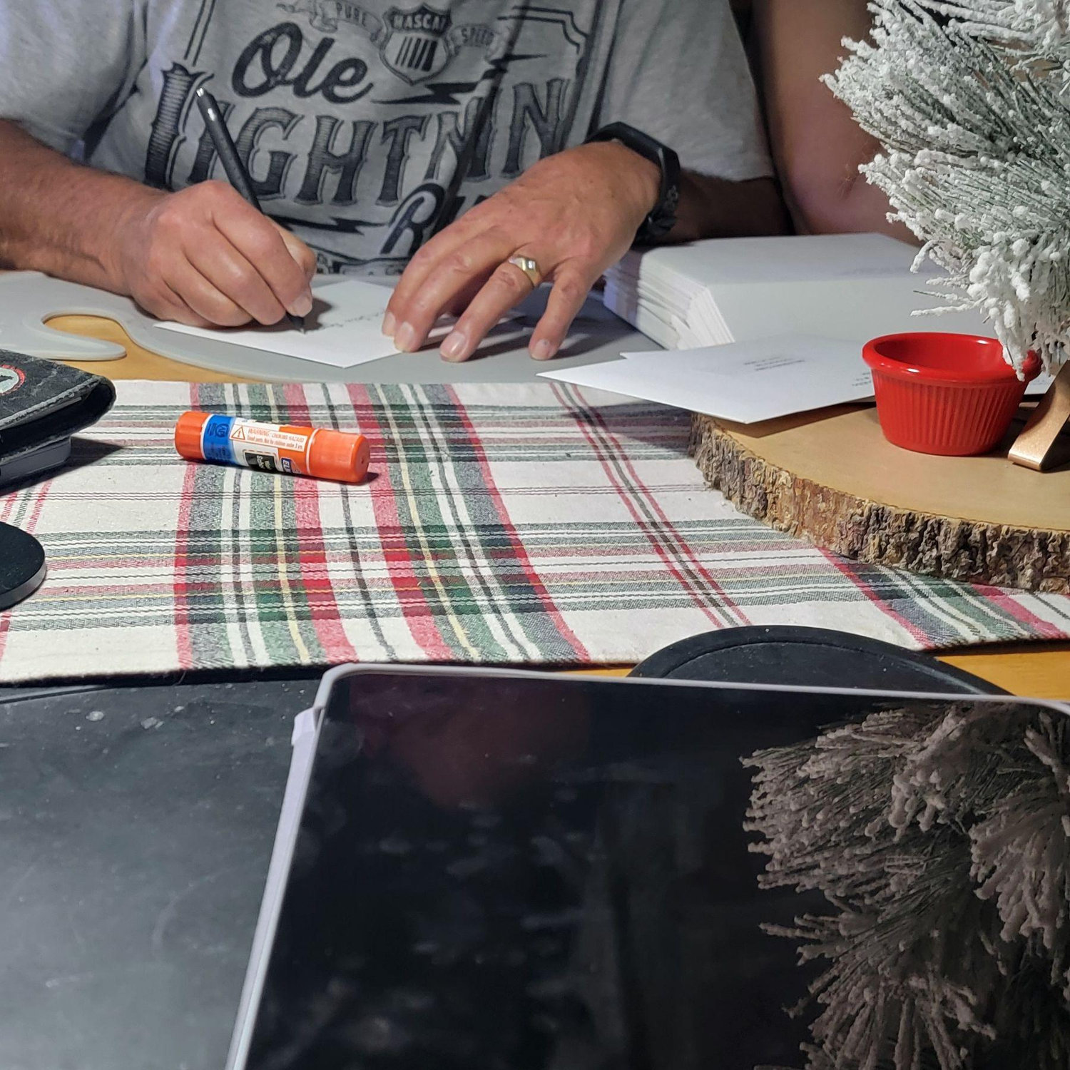 Mom and dad helping with invites