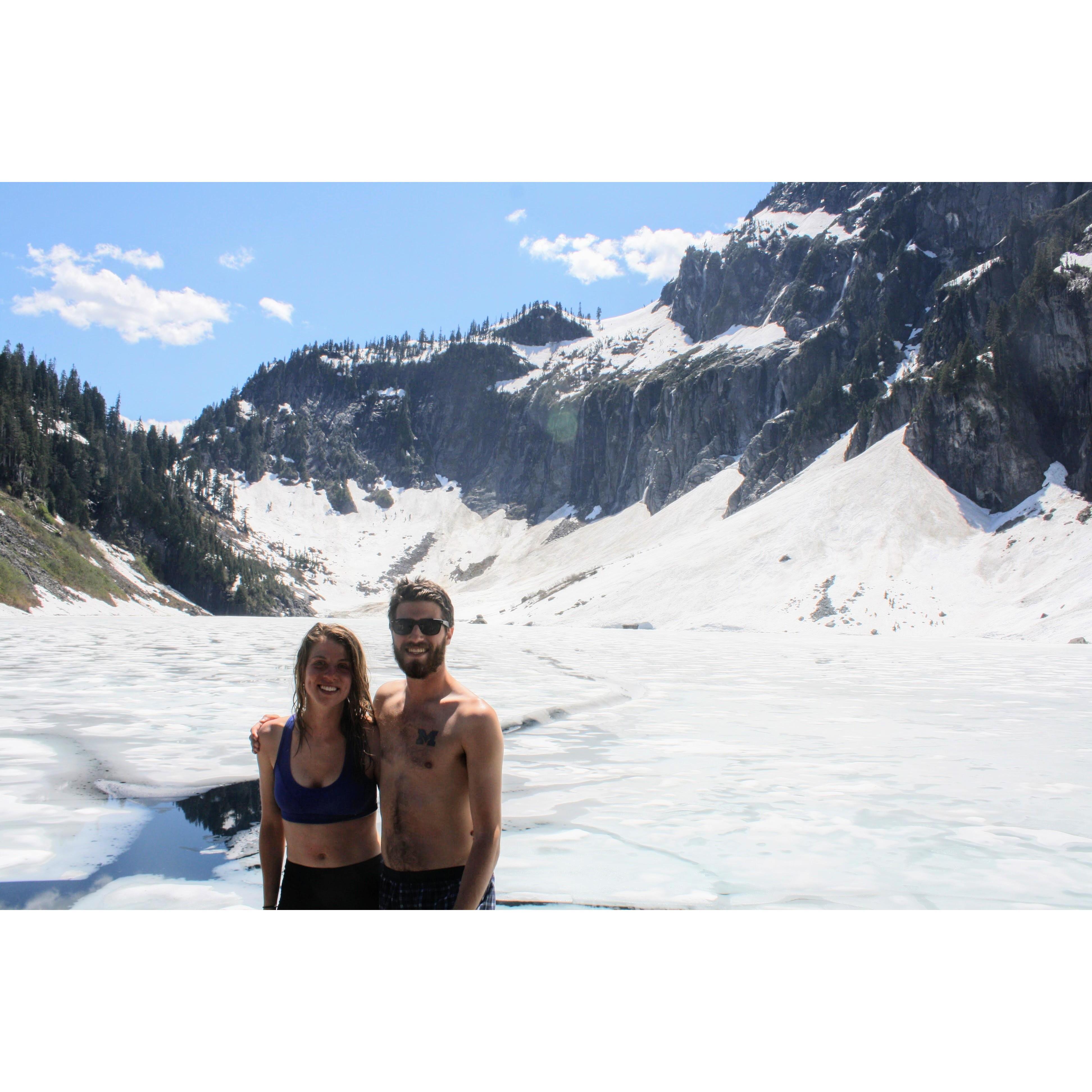 This is us drying off after jumping in that lake of ice