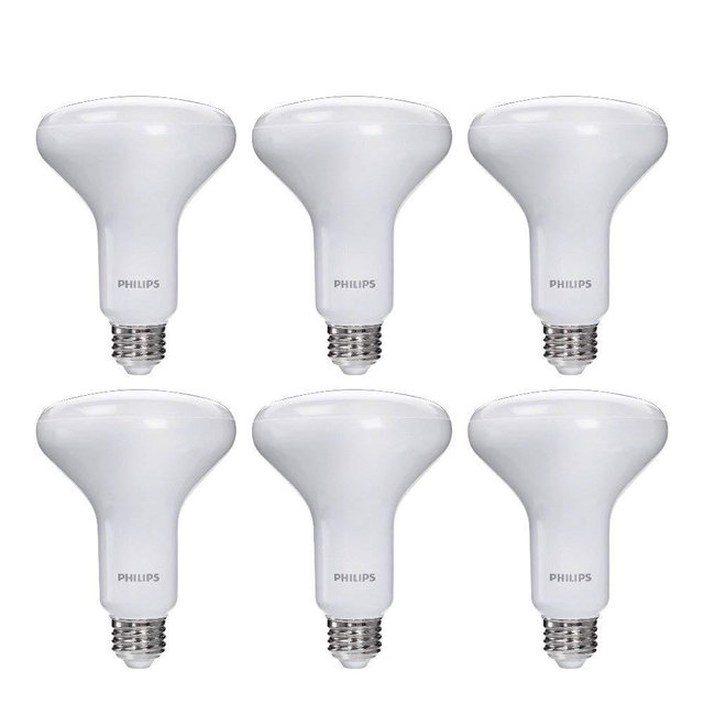 Philips LED Frosted Indoor BR30, Dimmable Warm Glow Effect, 650 Lumen, 2700-2200K, 7.2W=65W, E26 Base, 6-Pack