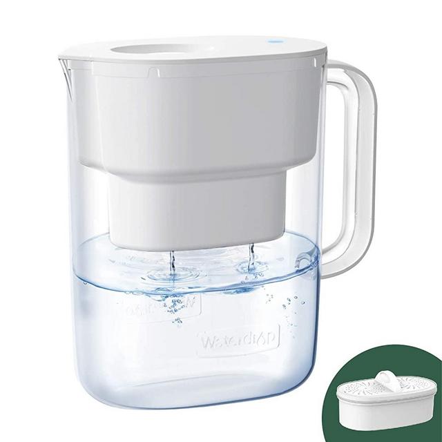 200-Gallon Long-Life Lucid 10-Cup Water Filter Pitcher, NSF Certified, 5X Times Lifetime, Reduces Lead, Fluoride, Chlorine and More, BPA Free, White, by Waterdrop