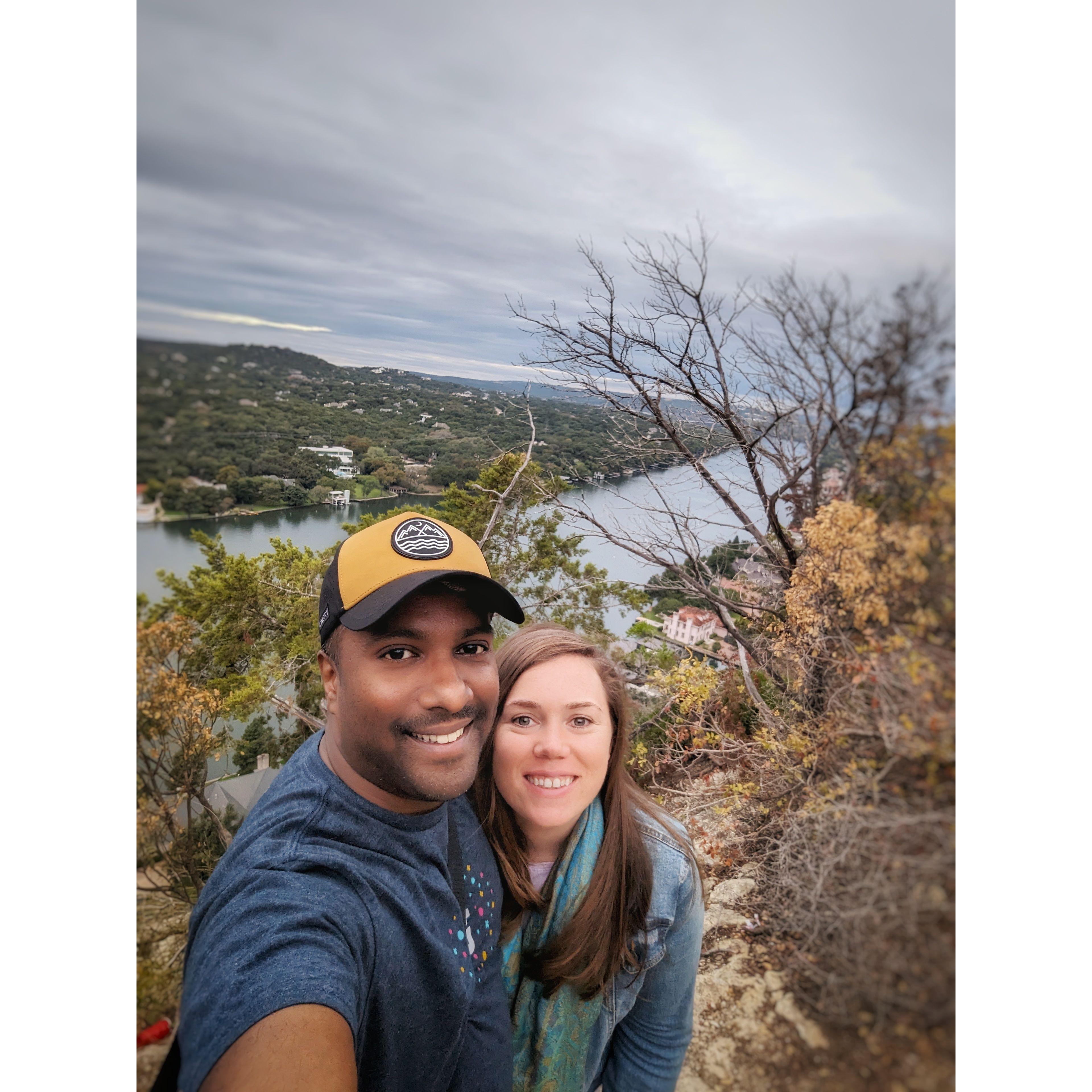 hiking together