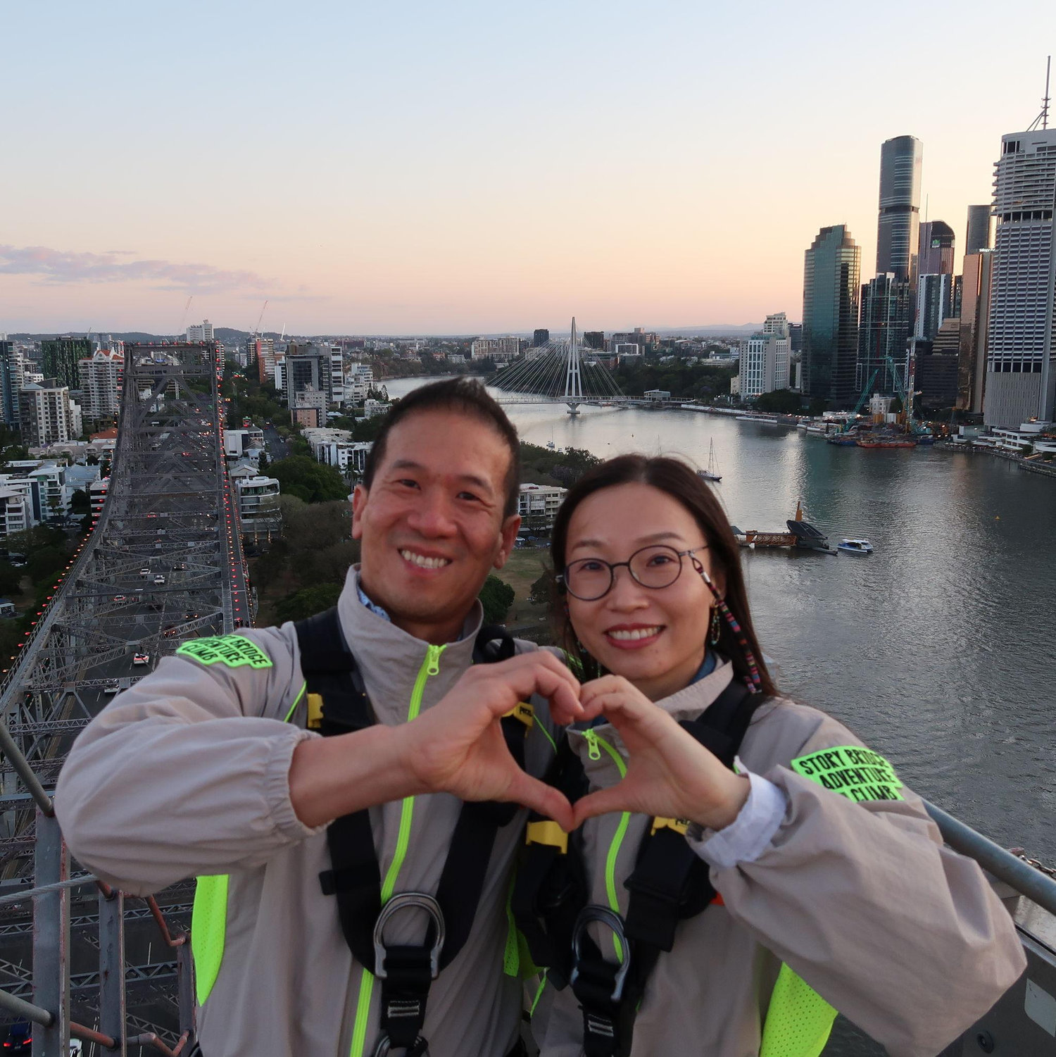 A love story atop the Story Bridge in Brisbane, Australia.
