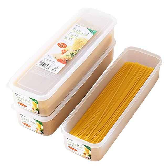 3Pcs Plastic Pasta Storage Container Stackable Box Kitchen Pantry Cabinet/Refrigerator - Organizer for Spaghetti,Noodles,Pasta,Eggs,Fruits Snacks