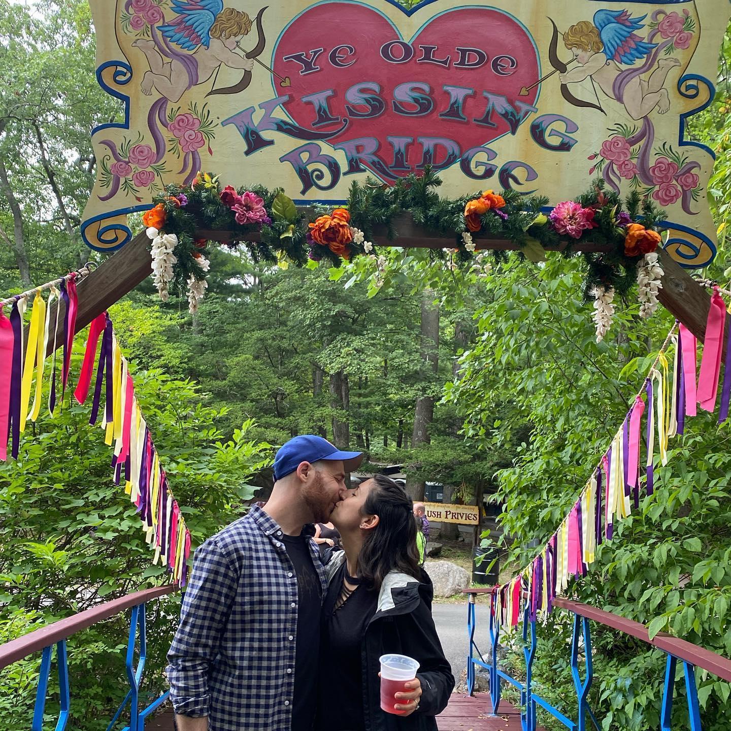 Back on the Renaissance Faire kissing bridge as an engaged couple! Summer 2021