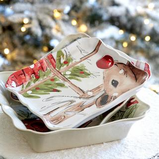 Deer Friends Holiday Square Tray