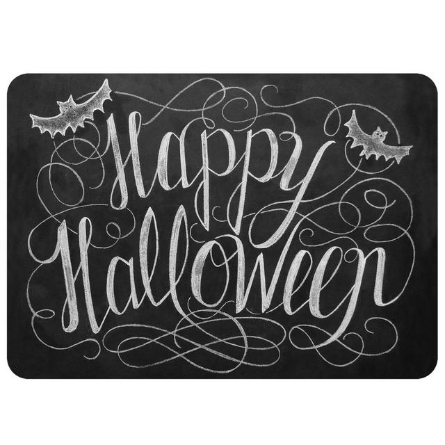 The Softer Side by Weather Guard™ 18-Inch x 27-Inch Happy Halloween Kitchen Mat in Black/White