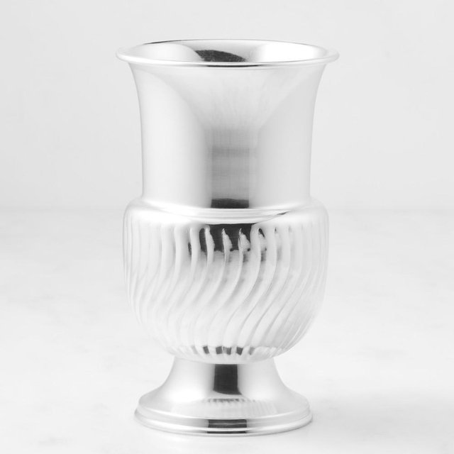 Aerin Silver Scalloped Vase, 5.91" High
