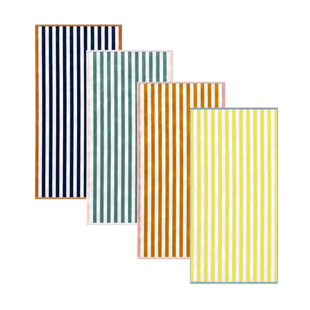 100% Cotton Stripe Border Oversized Beach Towels - Great Bay Home
