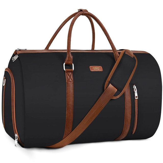 Convertible Garment Duffle Bags for Travel - Carry On Garment Bags With Toiletry Bag, Large Weekender Bags for Women Men 2 in 1 Hanging Suitcase Suit Travel Duffel Bags (2pcs Set, Black)