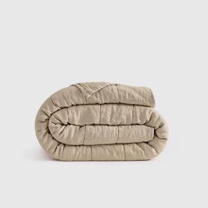 Lightweight European Linen Box Quilt - Toffee, Full/Queen
