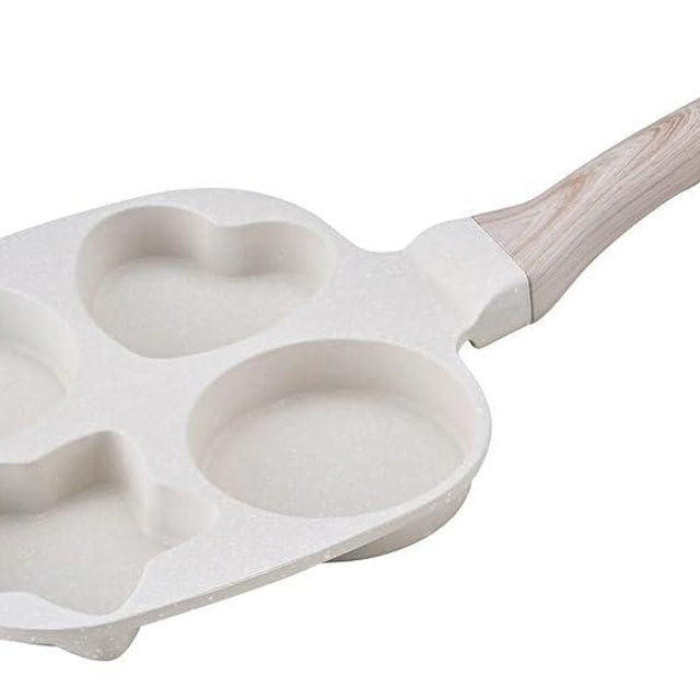 4-Cup Nonstick Omelette Skillet Egg Frying Pan, Healthy Breakfast Pancake Pan for Pancake, Hamburger, Bacon, Easy to Clean, Detachable Bakelite HandleSuitable for Gas Stove & Induction Cookware (1)