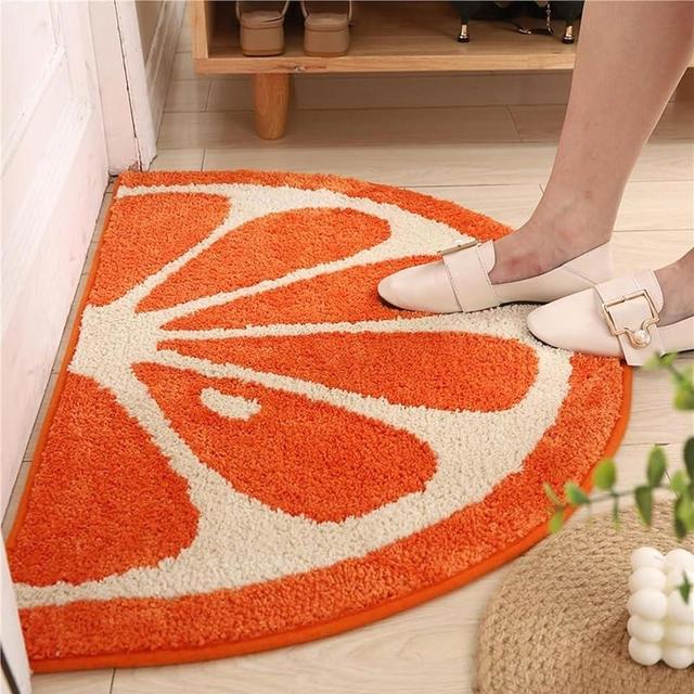 Fruit Orange Bathroom Rugs Bath Mat 31" x 20"- Cute Area Rug Bath Rug Fluffy Rug Half Circle Non Slip Water Aabsorbent Small Rug for Bathroom Floor Mat Shower Mat Living Room Bedroom Kitchen Rugs