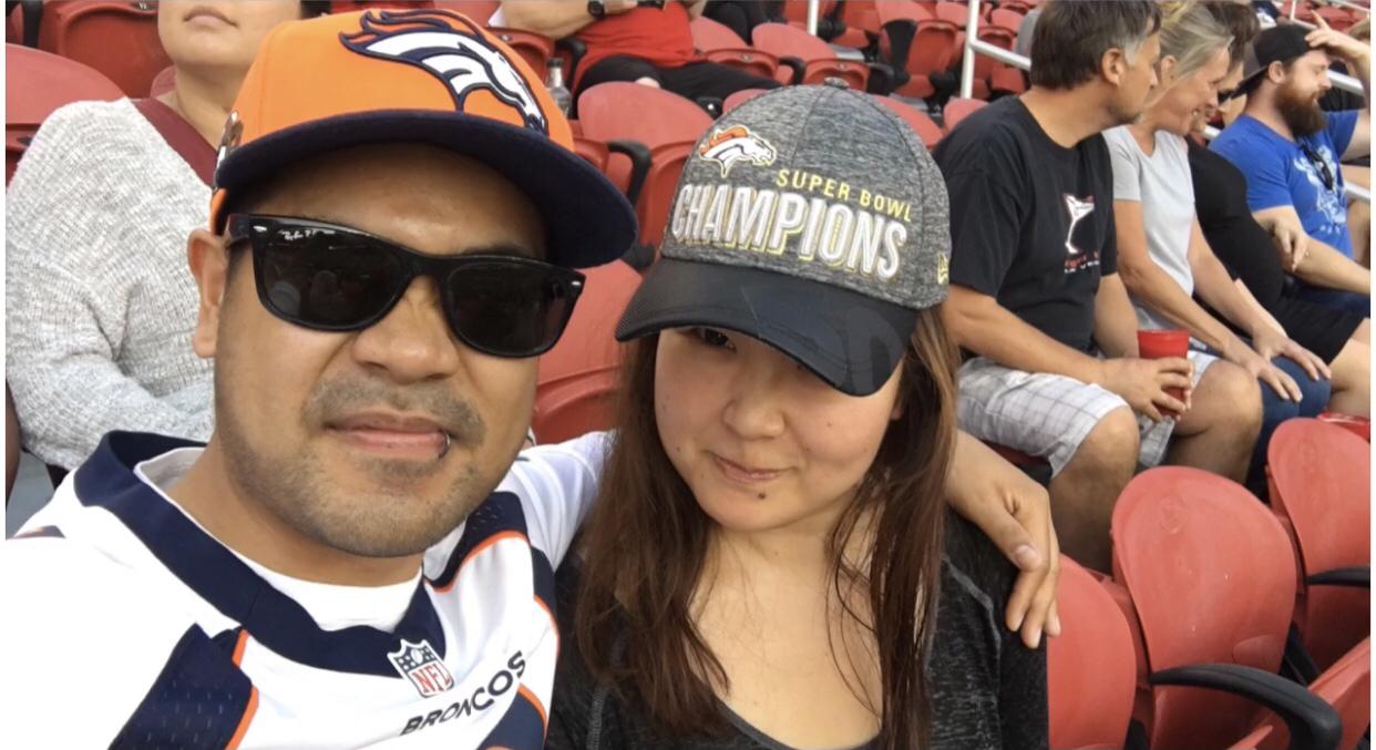 Broncos vs 49ers game.  What an ugly hat 😂