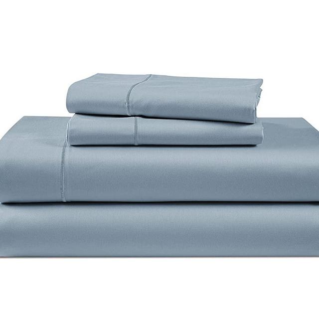 Luxury 100% Egyptian Cotton Bed Sheets - 1000 Thread Count 4-Piece French Blue Queen Sheets Set, Long Staple Cotton Bedding Sheets, Sateen Weave, Hotel Sheets, 16" Deep Pocket (Fits Upto 17" Mattress)