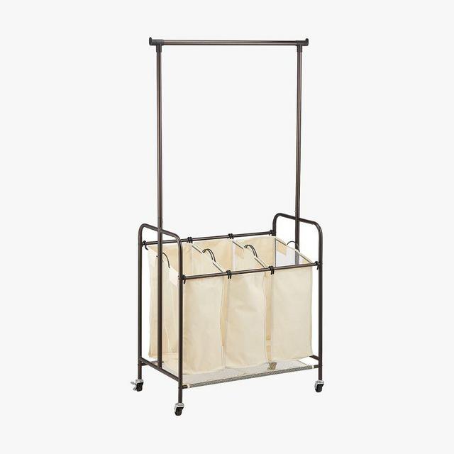 Clothing Rack With Laundry Sorter Bags, 3 Bag - Bronze/Beige