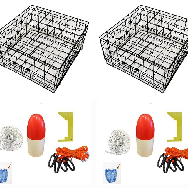 KUFA Vinyl Coated Crab Trap Accessory Kit (100' Non-Lead Sinking Line, Clipper, Bait Bag 14&quot; Float) (2 Pack)