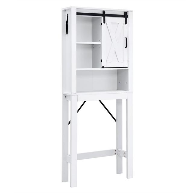 Costway Over the Toilet Bathroom Storage Cabinet with Sliding Barn Door & Adjustable Shelf