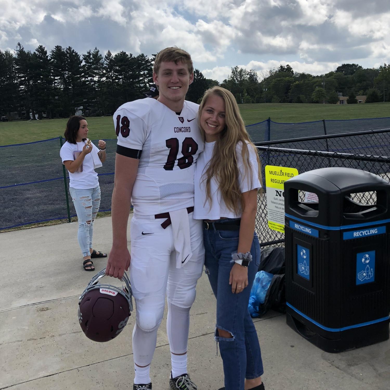 Lily & her sister Ally surprised Matt at his first football game of the year