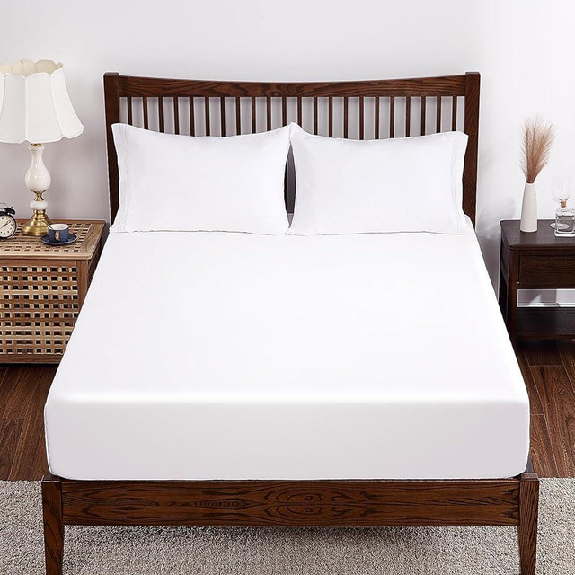 Bamboo Viscose Fitted Sheet King Size Only, 400 Thread Count, 8-16" Deep Pocket, Cooling Breathable Silky Soft Bottom Sheet for Hot Sleeper & Night Sweats (White, King)