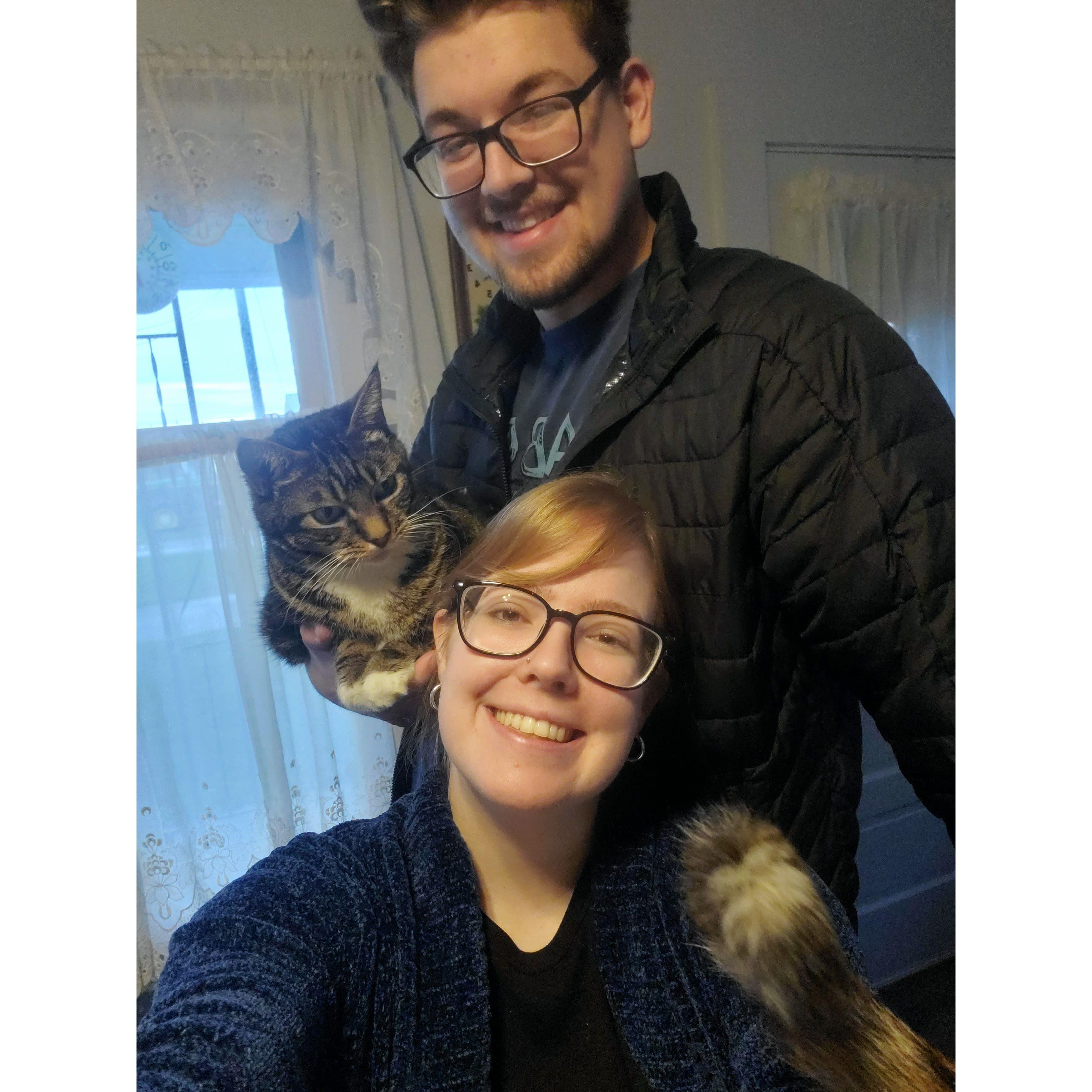 Kenny and I with his family cat: Gus.