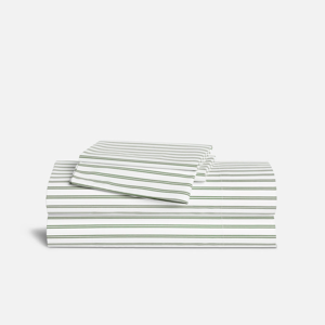 Classic Percale Core Sheet Set -Tandem Stripe in Fresh Moss - Queen