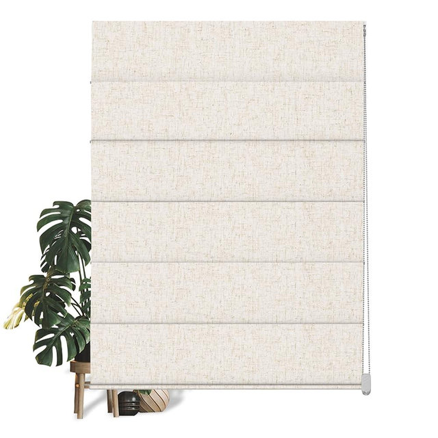BERISSA Roman Shades for Windows, Blackout Roman Blinds,Room Darkening Thermal Insulated Window Shades for Home Living Room Bedroom,Linen Beige,37" W x 48" H
