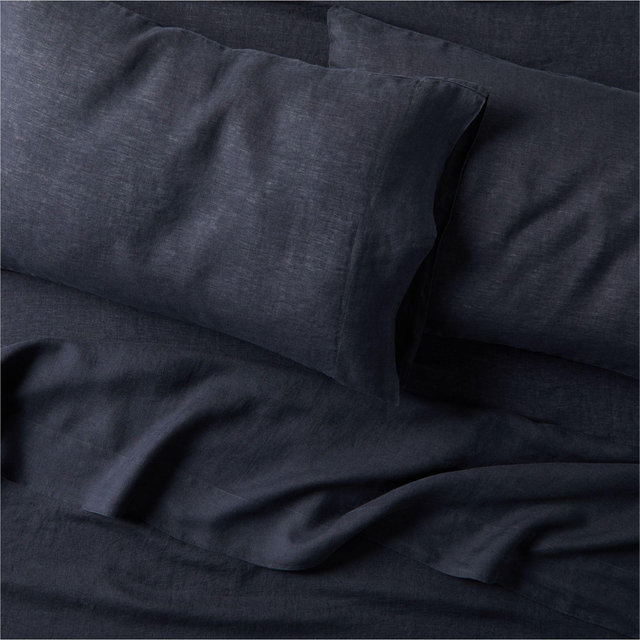 Natural Hemp Fiber Sultry Navy King Bed Sheet Set