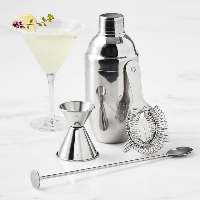 WS Stainless Steel Classic Boxed Bar Tool and Shaker Set