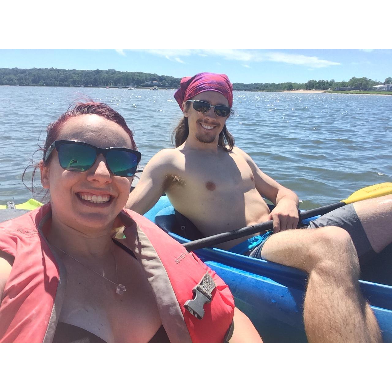 Kayaking in Long, Island, NY visiting Kira's family, Summer 2016