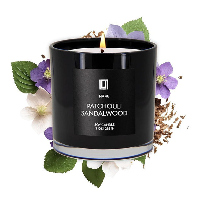 Lulu Candles | Patchouli Sandalwood | Smells Like Wood & Musk | Luxury Scented Soy Jar Candle | Hand Poured in The USA | Highly Scented Long Lasting (9 Oz.)
