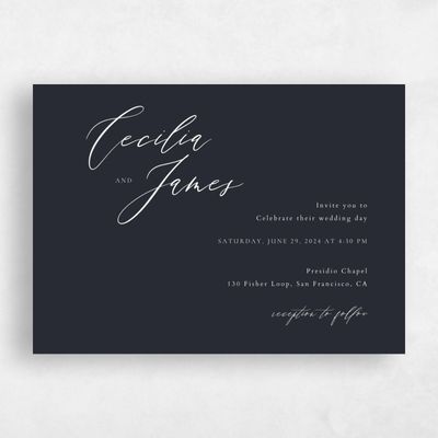 Ebony, Black Wedding Invitation - Seville Landscape