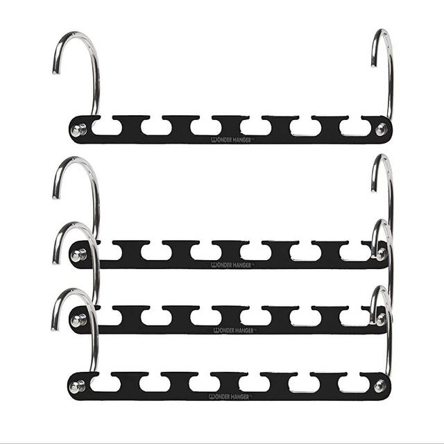 Wonder Hanger Platinum, Space-Saving Closet Organizers, 4 Pack, Black
