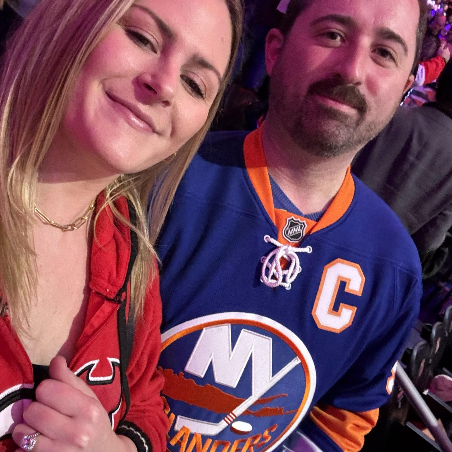 The expression from Dan indicates the Devils won!