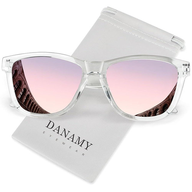 DANAMY Sunglasses Womens Polarized Sunglasses for Women Trendy Designer Mirrored UV Protection Sun Glasses