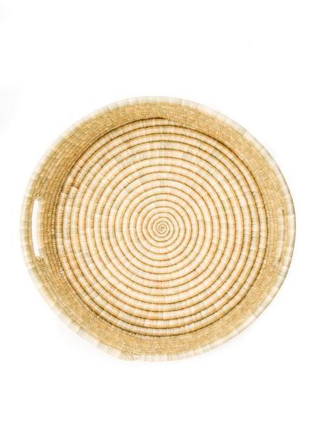 Round Woven Serving Tray - Natural, Large
