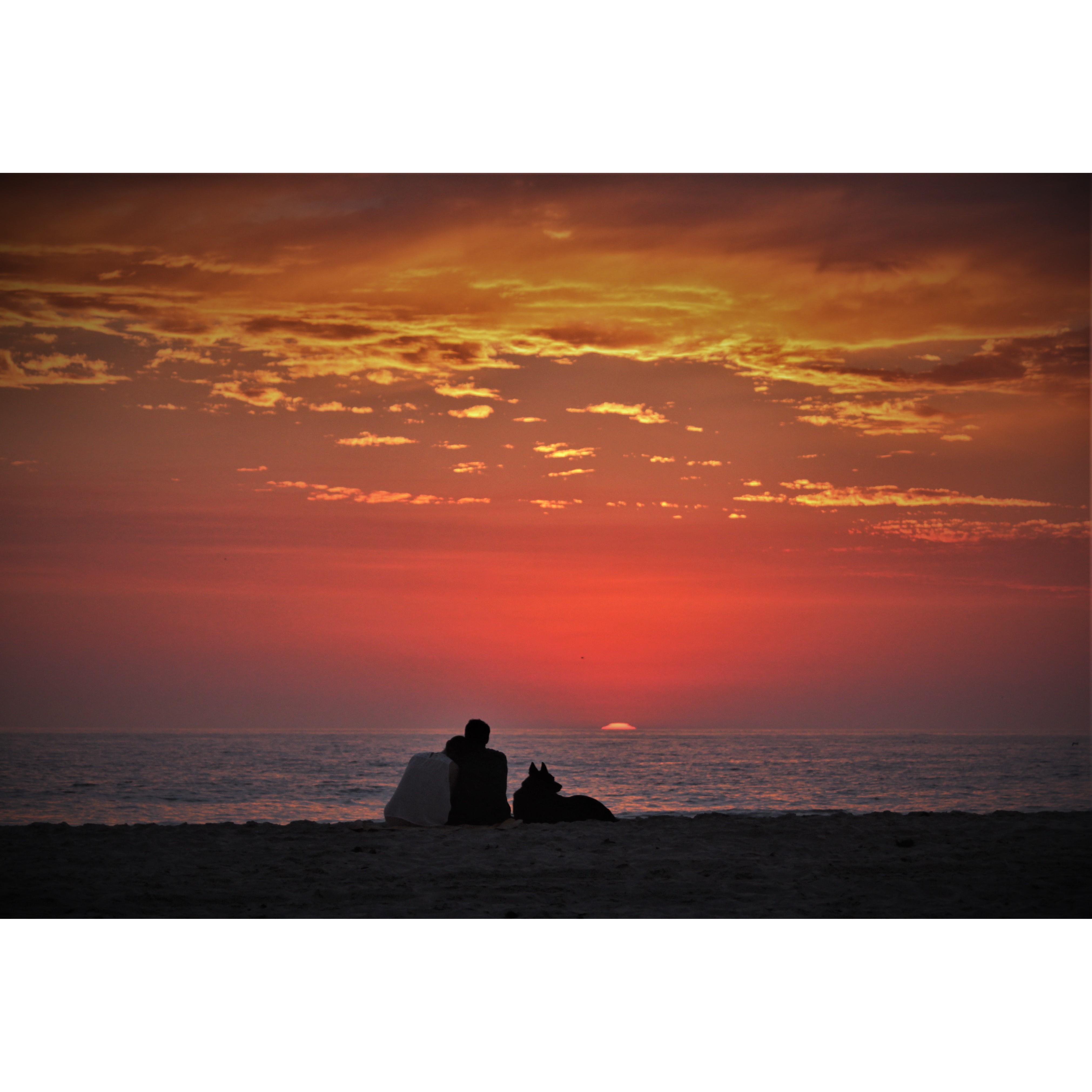 Enjoying the stunning sunset with our beloved Jako.