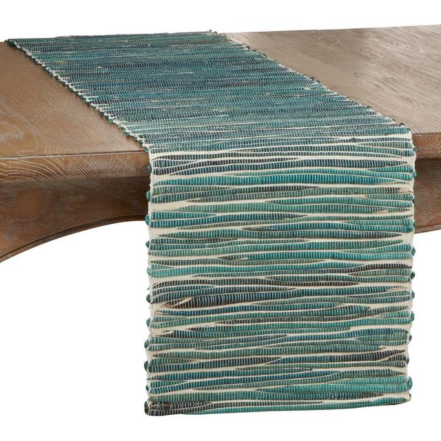 Saro Lifestyle Dinner Table Runner With Water Hyacinth Design, Turquoise, 14" x 72"
