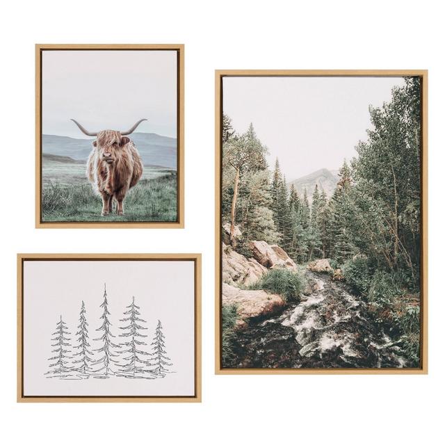 Mountain Landscape Set by Various Artists Natural - Kate & Laurel All Things Decor