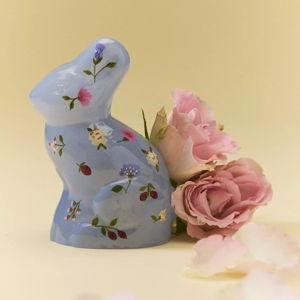 Floral Glass Bunny Decorative Object