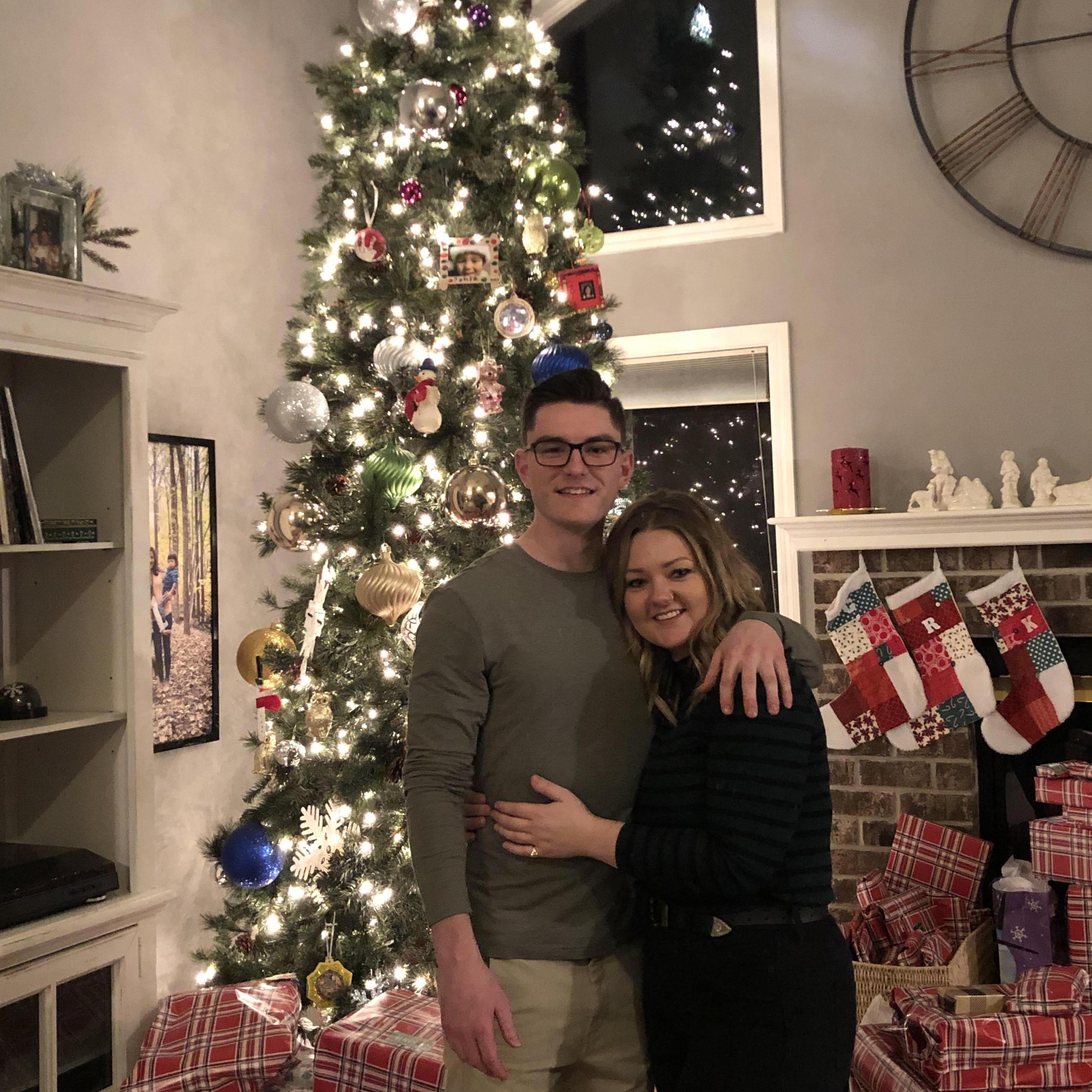 Our first Christmas together! Also, our first photo together.