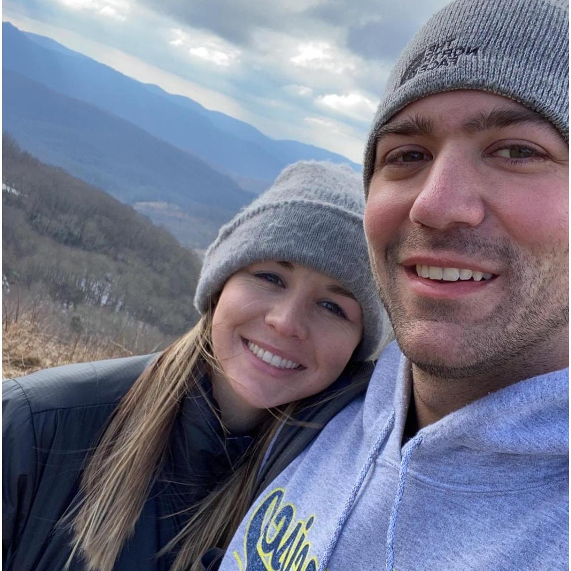 Hiking at Max Patch in Asheville the day before we got engaged!