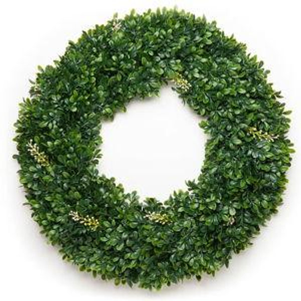 naturae decor 23-in Green Indoor/Outdoor Hanging Boxwood Artificial wreath