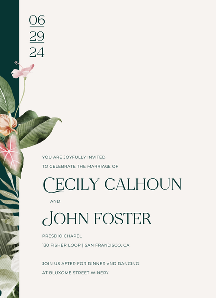 Katmai Border | Dark Emerald | Zola Wedding Invitations